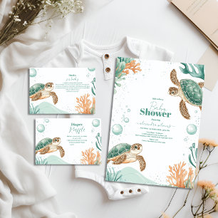 Cute Watercolor Sea Turtle  Diapper Raffle Enclosure Card