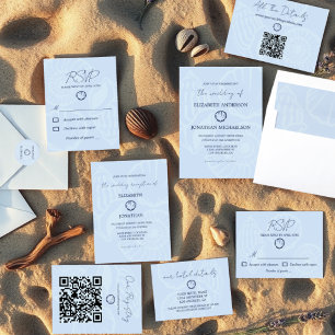 Coastal Blue Seashells Wedding Envelope Liner