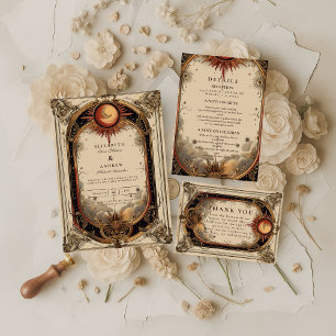 Vintage Celestial Art Nouveau Wedding Invitation