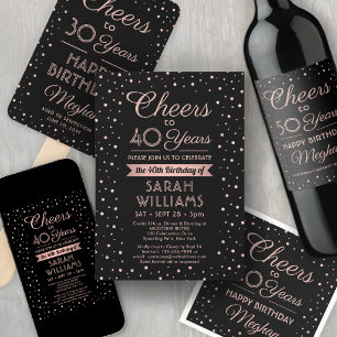 ANY Birthday Cheers Black & Pink Confetti 2 Photo Banner