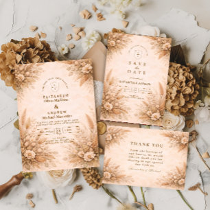Classic Autumn Garden Wedding Thank You Card