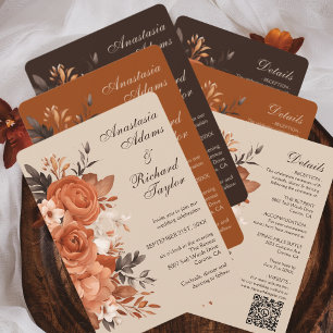 Light Terracotta and Orange Wedding Invitation