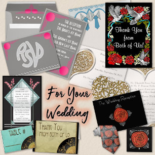 Tuxedo - Art Deco - Black and Silver - Wedding Invitation