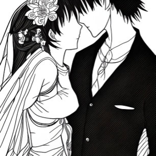 Black and White Anime Wedding  Guest Book