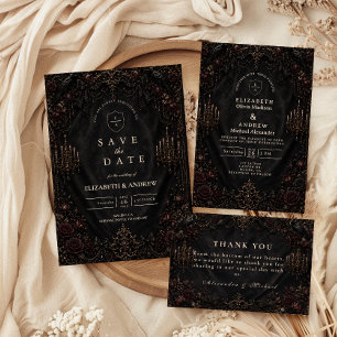 Luxurious Victorian Goth Wedding Thank You Card