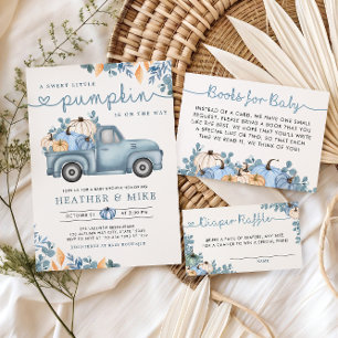 Sweet Little Pumpkin Blue Autumn Books for Baby Enclosure Card