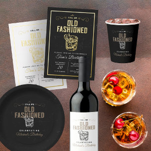 Call Me Old Fashioned Retro White Whiskey Birthday Paper Plates