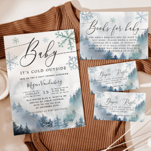 Winter Mountain Blue Snowflakes Book Request Enclosure Card