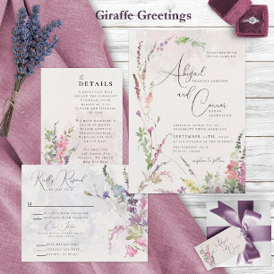 Vibrant Wildflowers Pink Violet Yellow All In One  All In One Invitation