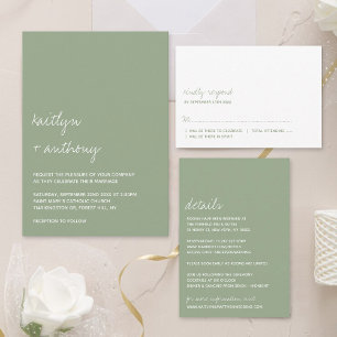 Modern Script Sage Green Minimalistic Wedding Menu