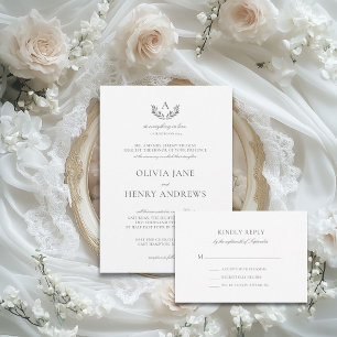 Olivia Elegant Gray Monogram Christian Wedding Invitation