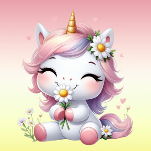 Unicorns and daisies, birthday party thank you favor boxes