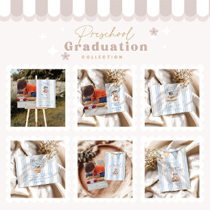 Photo Blue Preschool Teddy Bear Graduation Invitation