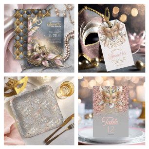 Sweet 16 Masquerade Rose Gold ID1032 Invitation