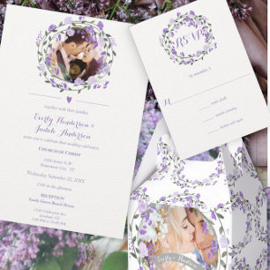 Rustic Floral Garland Folk Art Marsala Wedding Invitation