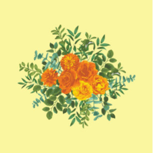 Orange & Light Yellow Peony & Rose Floral Wedding Invitation