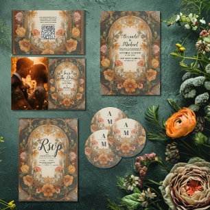 Antique Floral Art Nouveau Wedding Invitation