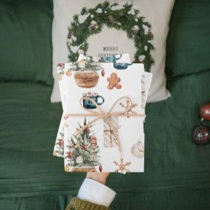 Trendy Colorful Christmas Pattern   Watercolor Paper Plates