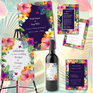 Colorful tropical hawaiian Floral Wedding  Invitation
