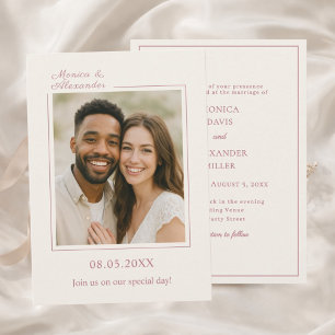 Ivory rose gold photo wedding Save the Date Flyer