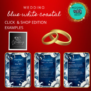 blue & white coastal vibe wedding napkins