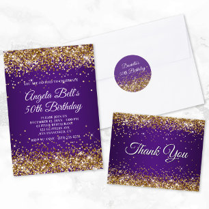 Gold Glitter Royal Purple 40 & Fabulous Paper Plates
