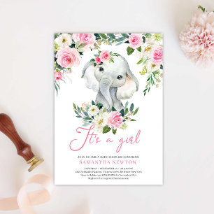 Africa Elephant Baby Shower Invitation Blush Boho