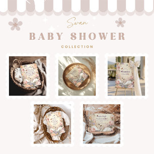 Swan Lake Garden Baby Shower Foil Invitation