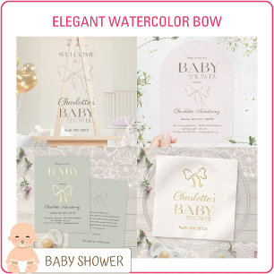 Sage Green Watercolor Bow Baby Shower Thank You Tissue Paper