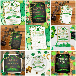 Little Shamrock St. Patrick's Day Baby Shower Real Foil Invitation