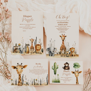 Oh Boy Cute Safari Animal Greenery  Books for Baby Enclosure Card