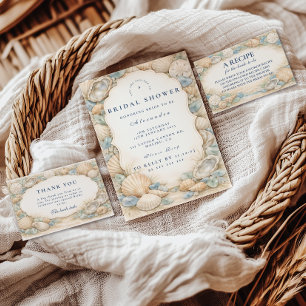 Oyster And Starfish Coastal Bridal Shower Thank You Card