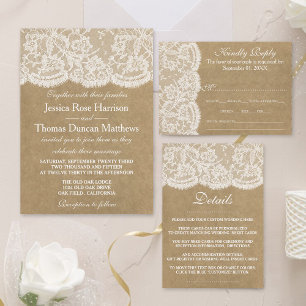 The Kraft & Lace Wedding Collection All In One Invitation