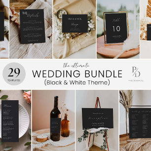Black Unplugged Ceremony Wedding Sign Invitation