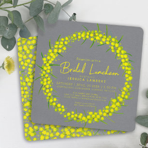 Acacia yellow wattle floral art wedding invites