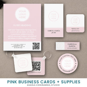 Blush Pink Simple Logo QR Code Keychain