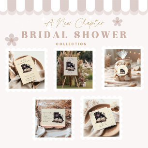 A new chapter begins dark raven bridal shower invitation