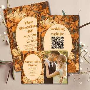 Gold Floral Art Nouveau Wedding Save The Date