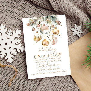 Christmas lunch party snowy boho watercolor  invitation