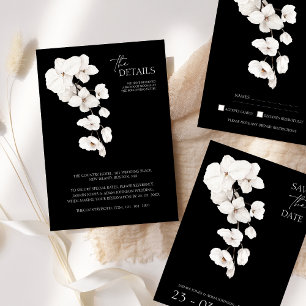 Modern Black White Orchids Floral Wedding Program
