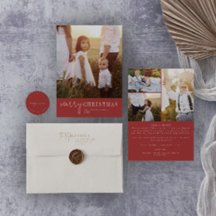 Modern Chic   Red Christmas Photo Year in Review Holiday Card