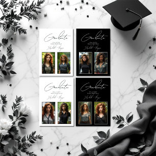 Bold Black and White Modern Graduation Photo Invitation