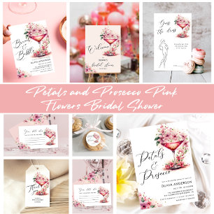 Pink Floral Petals and Prosecco Date Night Ideas Enclosure Card