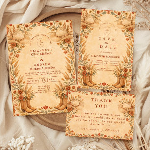 Rustic Western Cowgirl Garden Wedding Thank You Card