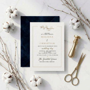 Classic Winter Cotton Gold and Navy Save the Date 
