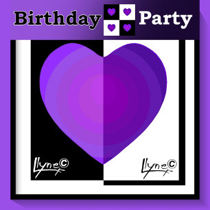 B&W Purple Hearts Beating Balloon