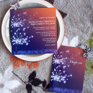 Twilight Dandelions Floral Wedding Invitation