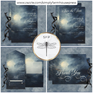 Dark Gothic Full Moon Night Sky Wedding Save The Date