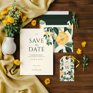 Lemon Blossom Floral Tree Elegant Minimal Wedding Poster