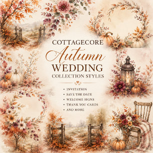 Vintage Tea Garden autumn  cottagecore Wedding Invitation